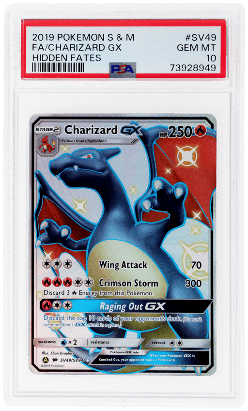 2019 Pokemon Sun and Moon Hidden Fates Shiny Vault Charizard Gx #SV49 PSA 10