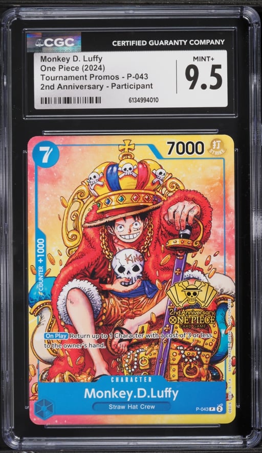 2024 One Piece Promo Tournament 2nd Anniversary Monkey D. Luffy #P-043 CGC 9.5 MINT+