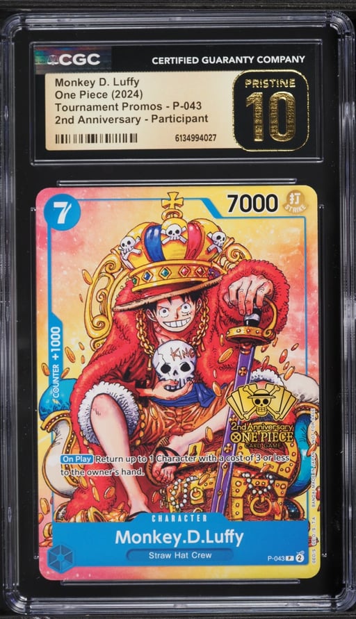 2024 One Piece Promo Tournament 2nd Anniversary Monkey D. Luffy #P-043 CGC 10 PRISTINE