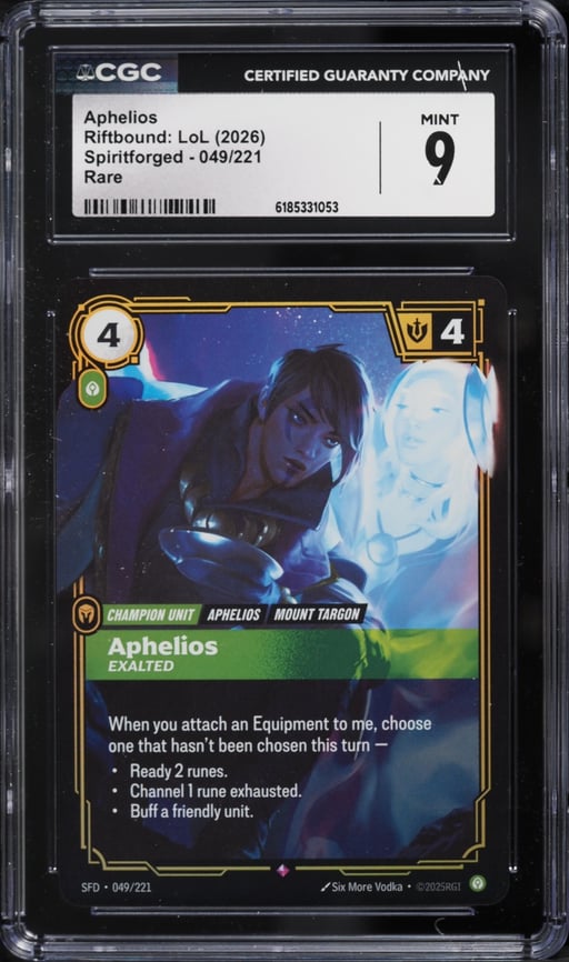 2026 Riftbound League Of Legends Spiritforged Aphelios #049 CGC 9 MINT