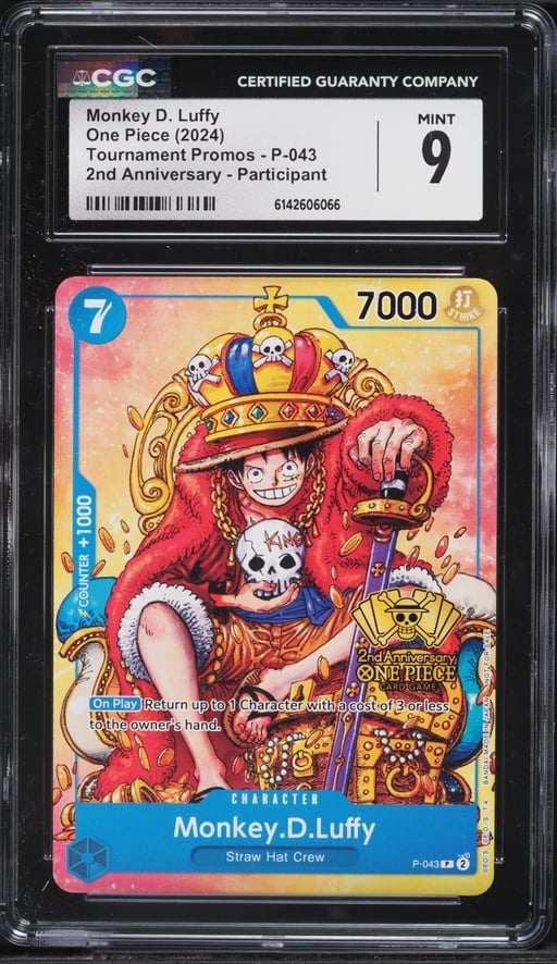 2024 One Piece Tournament Promo 2nd Anniversary Alt Art Monkey D. Luffy #P-043 CGC 9 MINT