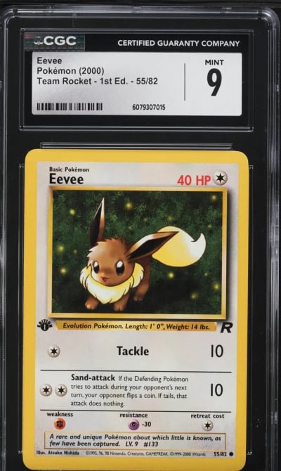 2000 Pokemon Team Rocket 1st Edition Eevee #55 CGC 9 MINT