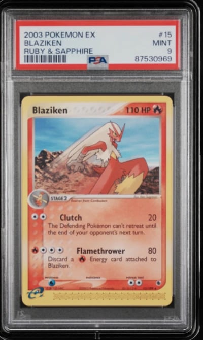 2003 POKEMON EX RUBY & SAPPHIRE #15 BLAZIKEN PSA 9