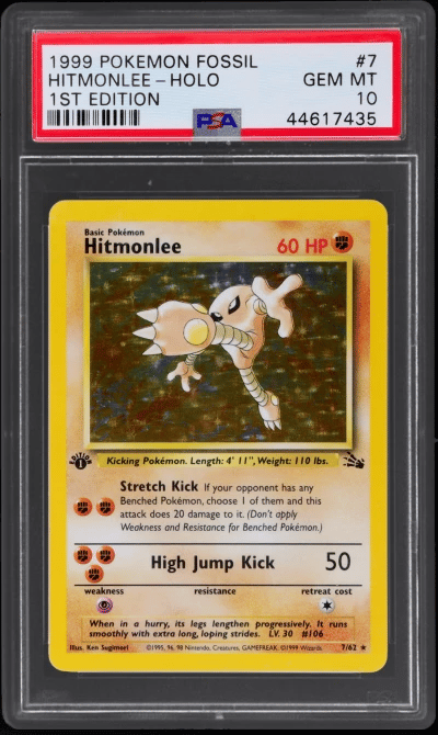 1999 Pokemon Fossil 1st Edition Holo Hitmonlee #7 PSA 10