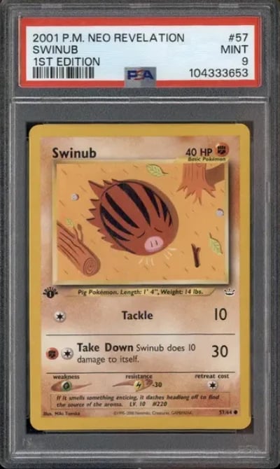 2001 Pokemon Neo Revelation 1st Edition #57 Swinub PSA 9