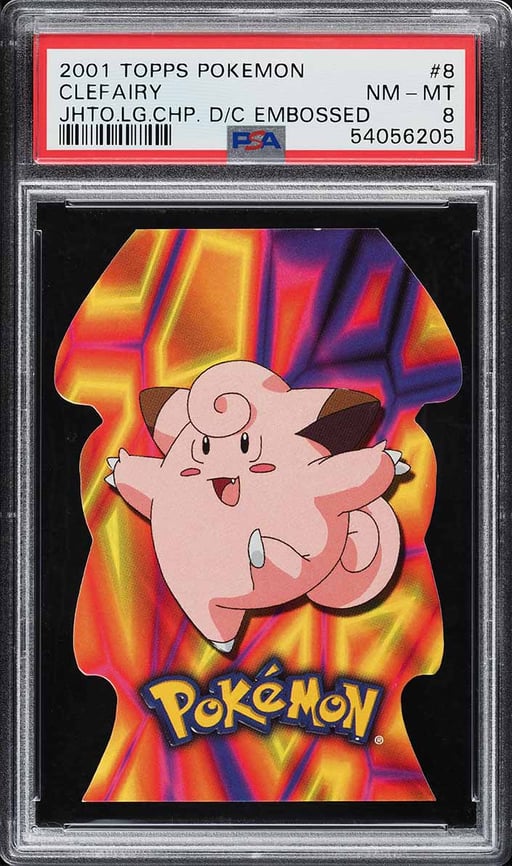 2001 Pokemon Topps Johto League Champions Die-Cut Embossed Clefairy #8 PSA 8