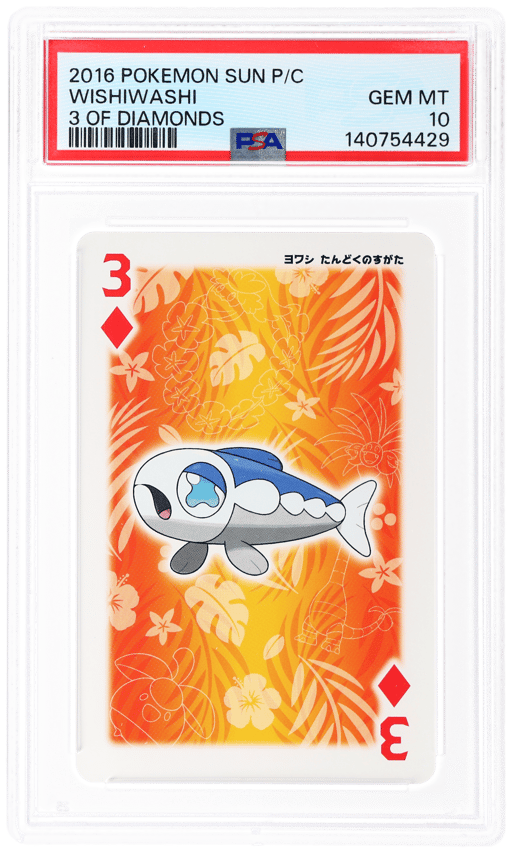 2016 Pokemon Sun Playing Cards 3 of Diamonds Wishiwashi PSA 10