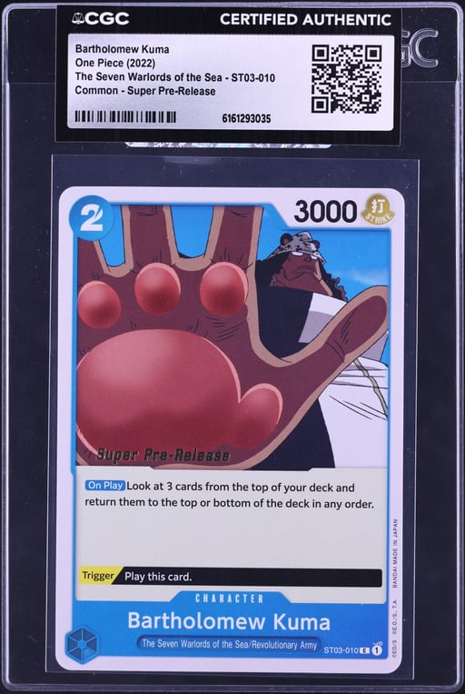2022 One Piece Seven Warlords Of The Sea Super Pre-Release Bartholomew Kuma #ST03-010 CGC AUTH