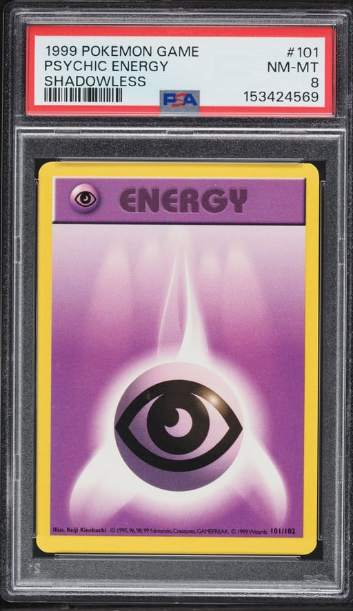 1999 Pokemon Base Set Shadowless Psychic Energy #101 PSA 8 NM-MT
