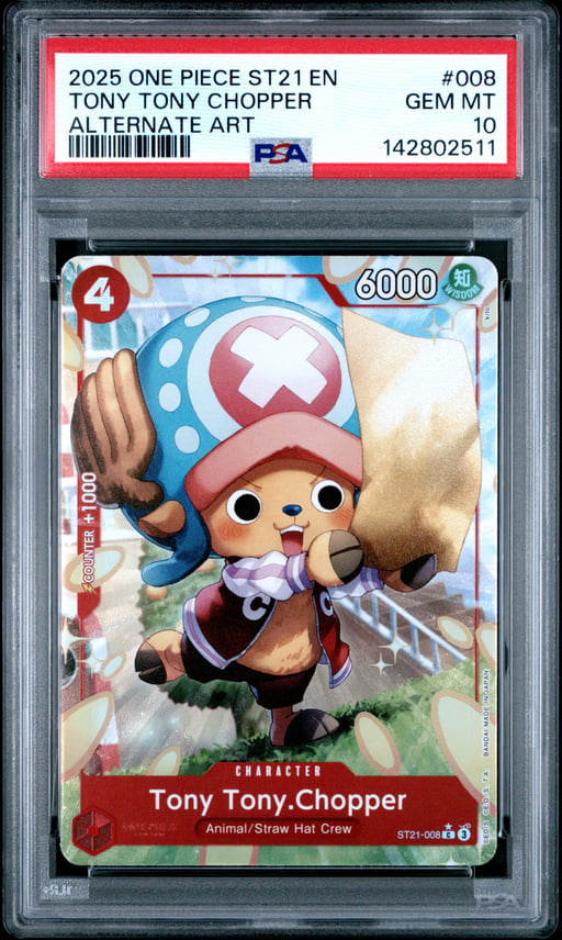 2025 ONE PIECE STARTER DECK ST21-EX GEAR 5 008 TONY TONY CHOPPER ALTERNATE ART PSA 10