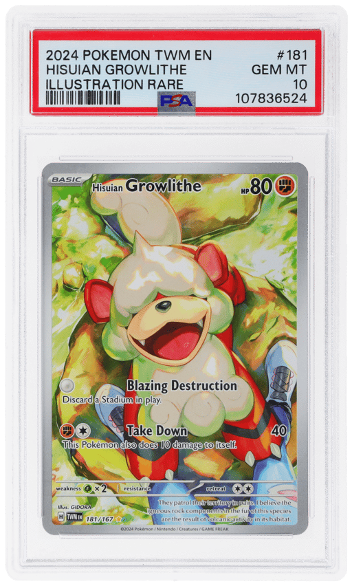 2024 Pokemon Scarlet and Violet Twilight Masquerade Illustration Rare Hisuian Growlithe #181 PSA 10