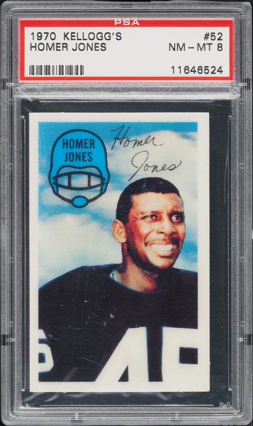 1970 Kellogg's Football Homer Jones #52 PSA 8 NM-MT