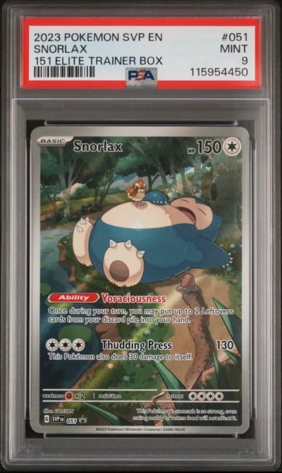 2023 POKEMON SVP EN-SV BLACK STAR PROMO 151 ELITE TRAINER BOX #051 SNORLAX PSA 9
