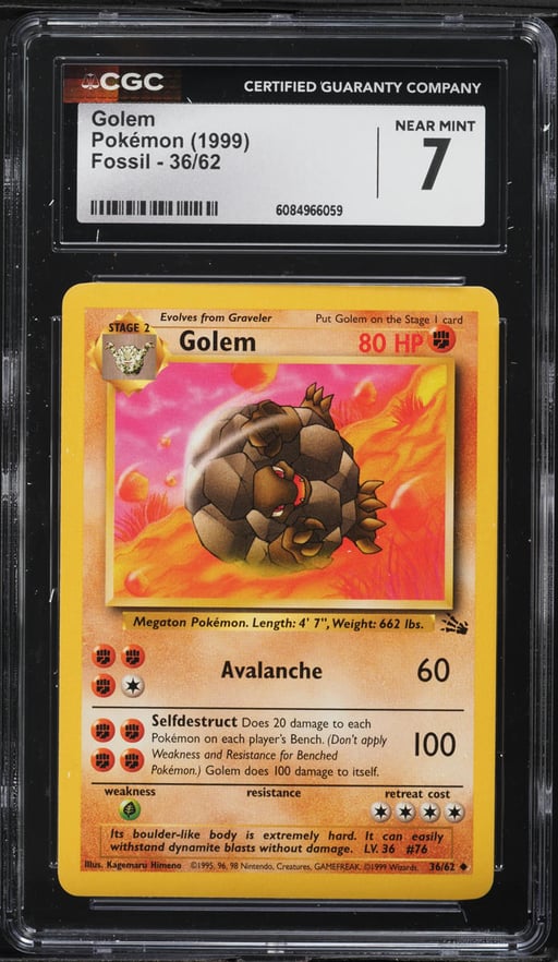 1999 Pokemon Fossil Golem #36 CGC 7 NRMT