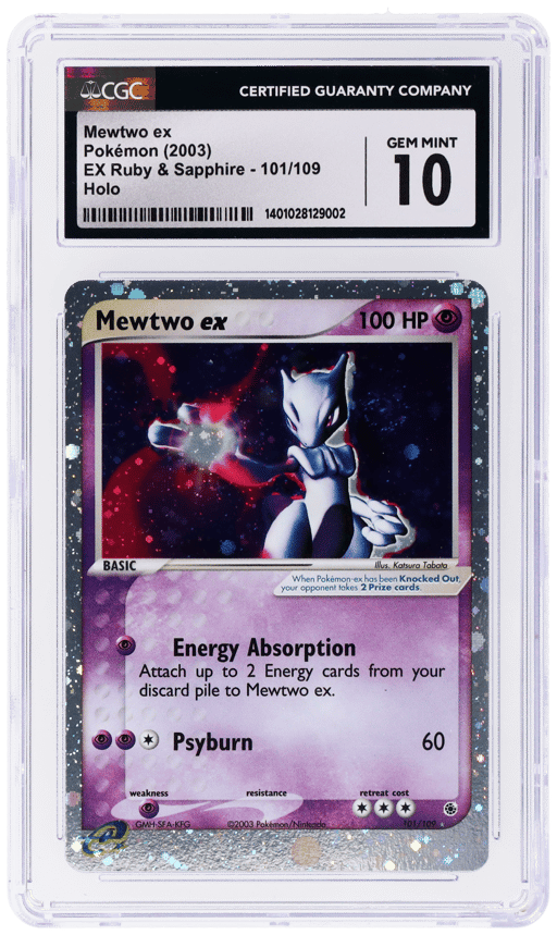 2003 Pokemon Ex Ruby and Sapphire Holo Mewtwo Ex #101 CGC 10