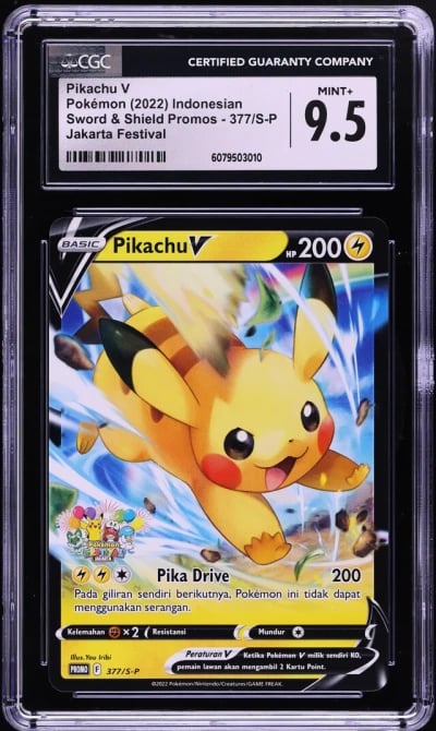 2022 Pokemon Indonesian SWSH Promo Jakarta Festival Pikachu V #377 CGC 9.5 MINT+
