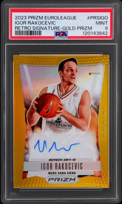 2023 Panini Prizm Turkish Airlines Retro Signature Gold Prizm Igor Rakocevic #PRSIGO 10/10 PSA 9