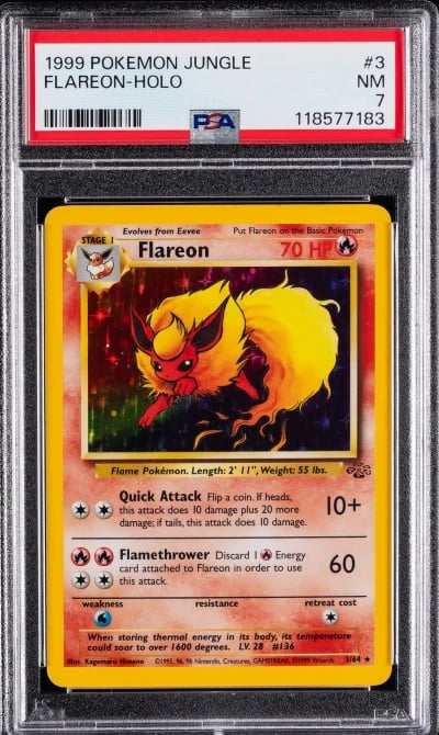 1999 POKEMON JUNGLE #3 FLAREON-HOLO PSA 7