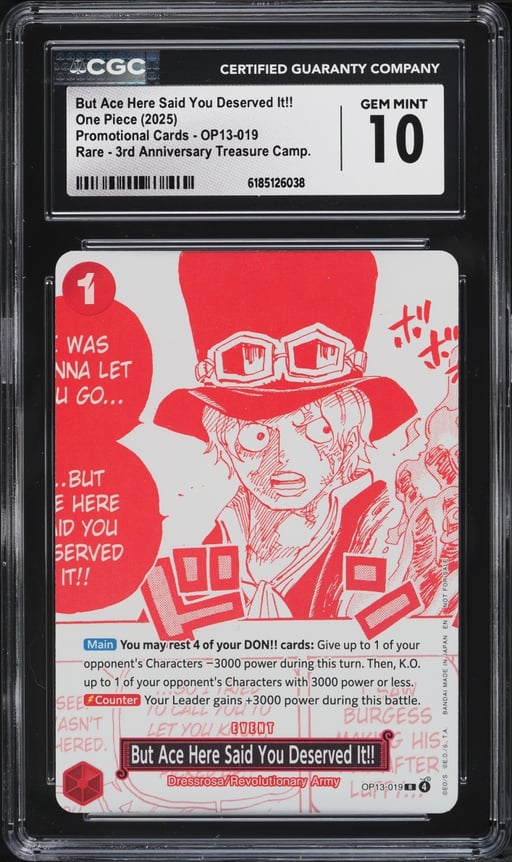 2025 One Piece 3rd Treasure Manga Alt Art But Ace Here Said You Deserved It!! CGC 10 GEM MINT