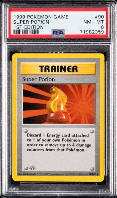 1999 POKEMON GAME #90 SUPER POTION 1ST EDITION PSA 8
