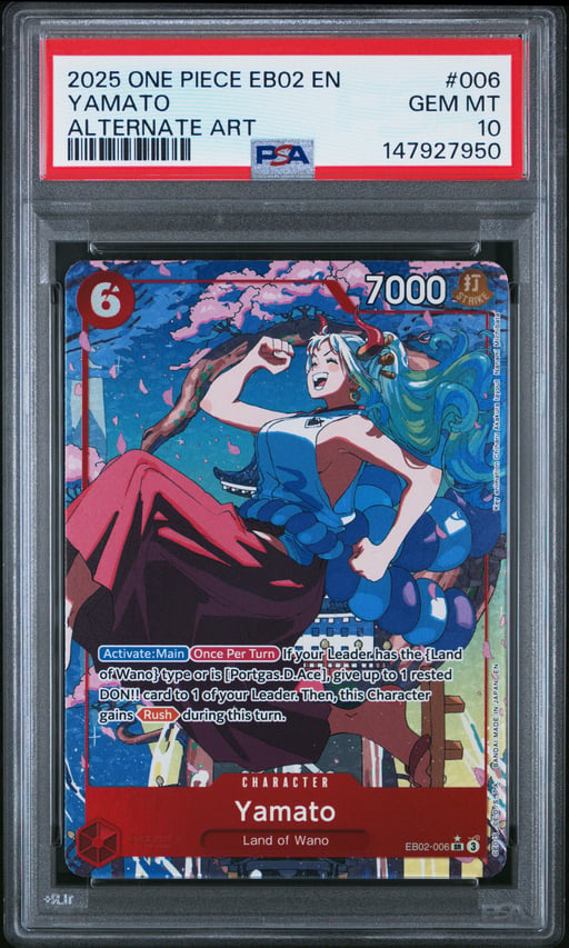 2025 ONE PIECE EB02-EXTRA BOOSTER -ANIME 25TH COLLECTION- 006 YAMATO ALTERNATE ART PSA 10