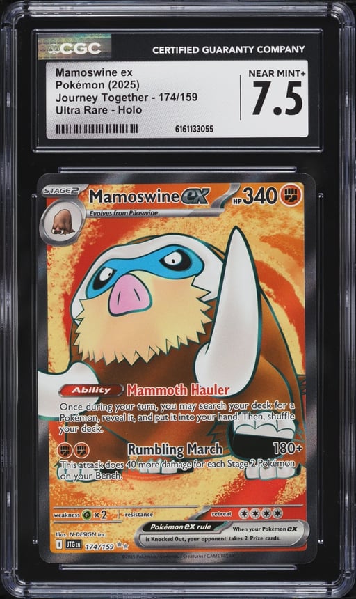 2025 Pokemon Scarlet & Violet Journey Together Full Art Mamoswine ex #174 CGC 7.5 NRMT+