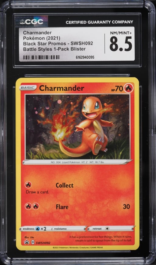 2021 Pokemon Sword & Shield Promo Battle Styles Holo Charmander #SWSH092 CGC 8.5 NM-MT+