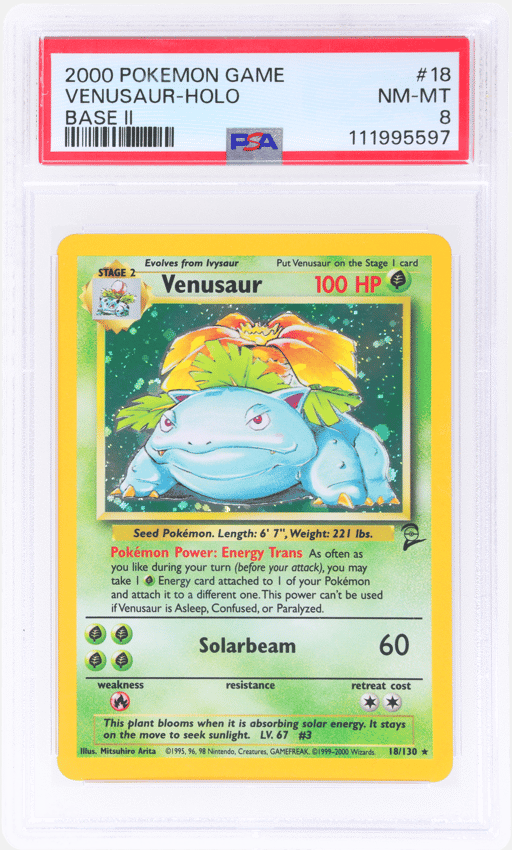 2000 Pokemon Base Set 2 Holo Venusaur #18 PSA 8