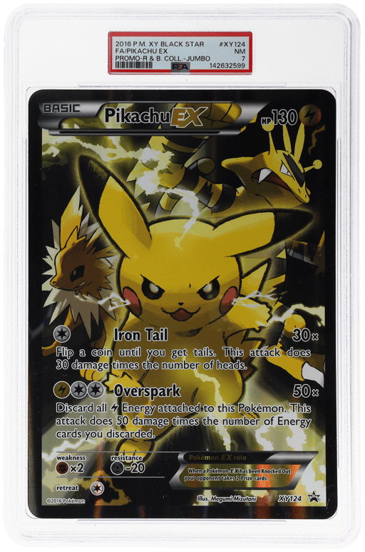 2016 Pokemon XY Black Star Promo Red and Blue Collection Jumbo Pikachu Ex #XY124 PSA 7