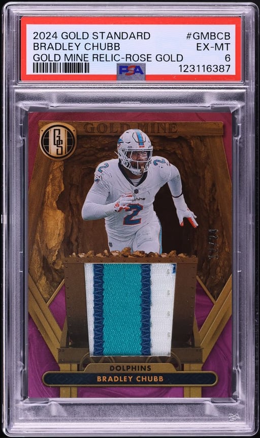 2024 Panini Gold Standard Gold Mine Rose Gold Bradley Chubb PATCH /24 #GMBCB PSA 6 EXMT