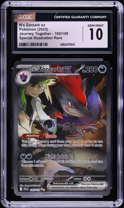2025 Pokemon SV Journey Together SIR N's Zoroark ex #185 CGC 10 GEM MINT
