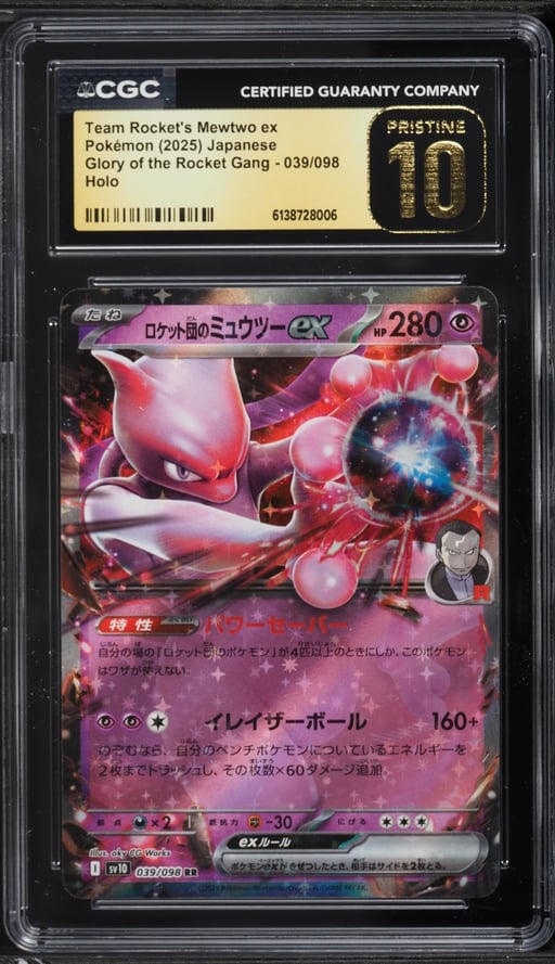 2025 Pokemon Japanese SV Glory Of The Rocket Gang Holo Team Rocket's Mewtwo ex #39 CGC 10