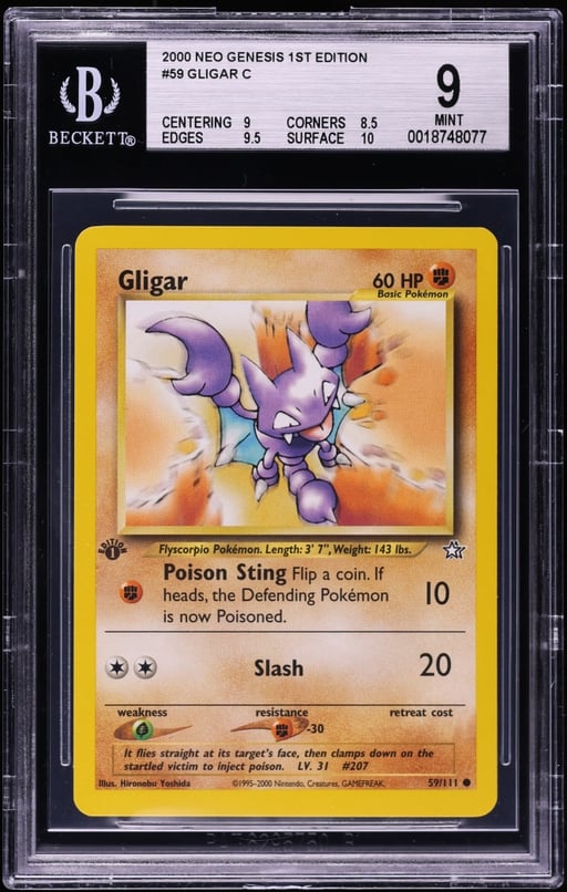 2000 Pokemon Neo Genesis 1st Edition Gligar #59 BGS 9 MINT