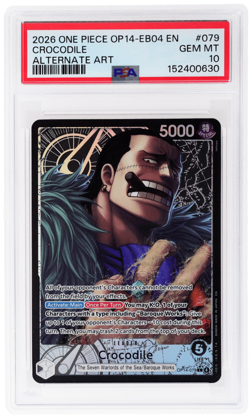 2026 One Piece the Azure Sea's Seven Alternate Art Crocodile #OP14-079 PSA 10