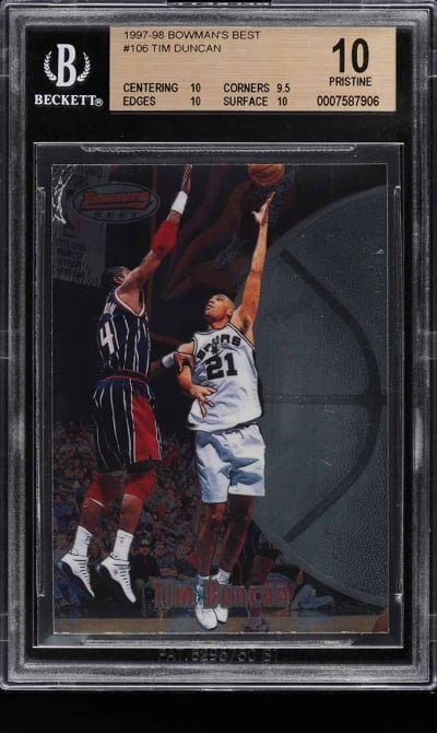 1997 Bowman's Best Tim Duncan ROOKIE #106 BGS 10 PRISTINE