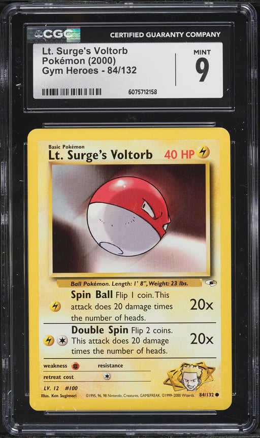 2000 Pokemon Gym Heroes Lt. Surge's Voltorb #84 CGC 9 MINT