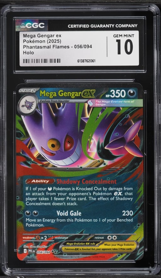 2025 Pokemon Mega Evolution Phantasmal Flames Holo Mega Gengar ex #56 CGC 10 GEM MINT