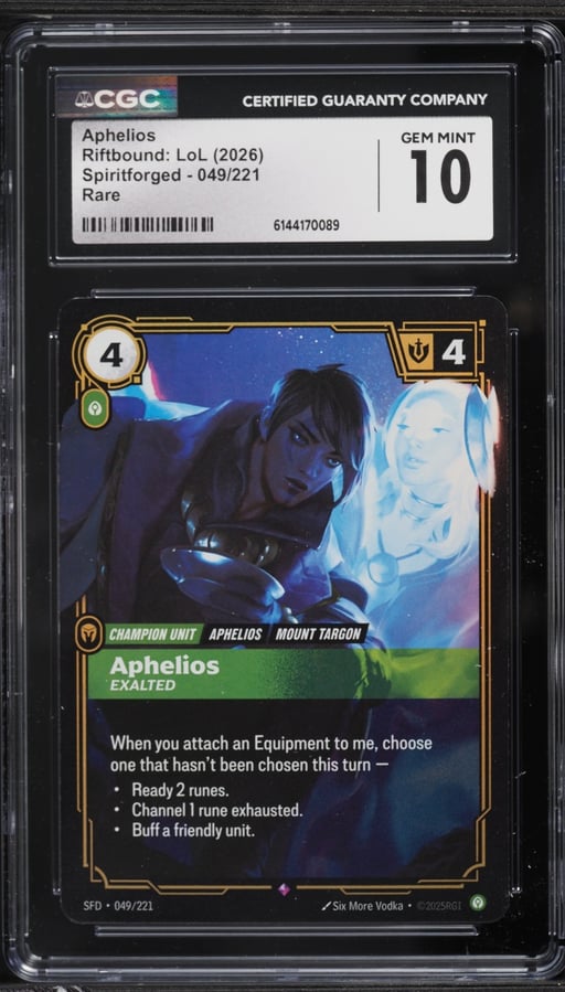 2026 Riftbound League Of Legends Spiritforged Aphelios #049 CGC 10 GEM MINT