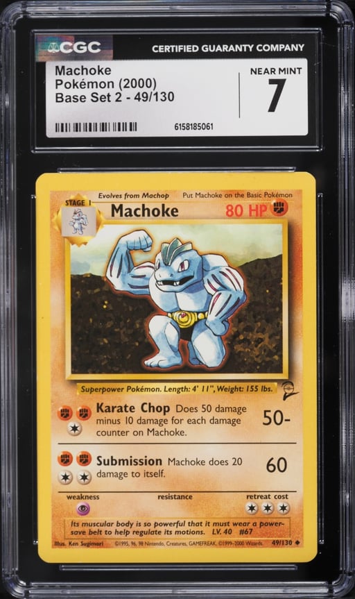 2000 Pokemon Base Set 2 Machoke #49 CGC 7 NRMT