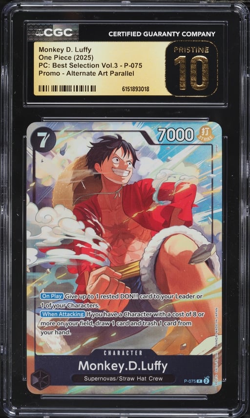 2025 One Piece Promo Premium Best Selection Vol. 3 Alt Art Monkey D. Luffy CGC 10 PRISTINE