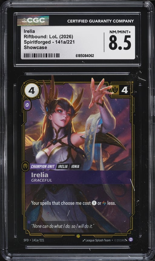 2026 Riftbound League Of Legends LoL Spiritforged Showcase Irelia #141a CGC 8.5 NM-MT+