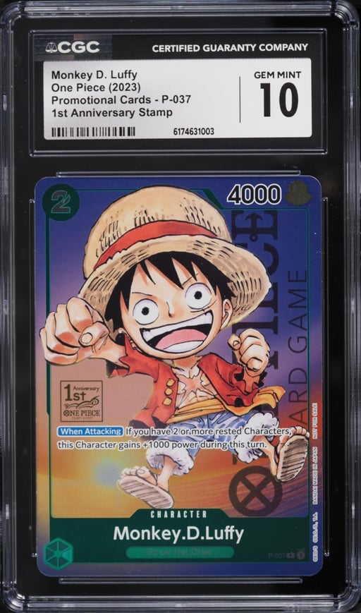 2023 One Piece Promo 1st Anniversary Stamp Alt Art Monkey D. Luffy #P-037 CGC 10 GEM MINT