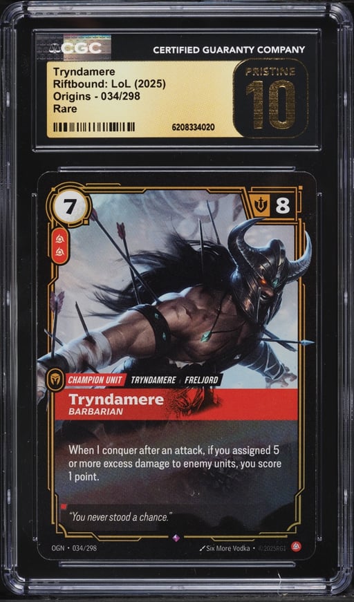 2025 Riftbound League Of Legends LoL Origins Tryndamere #34 CGC 10 PRISTINE