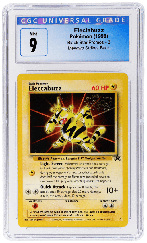 1999 Pokemon Wizards of the Coast Black Star Promo Mewtwo Strikes Back Electabuzz #2 CGC 9