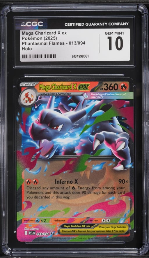 2025 Pokemon Mega Phantasmal Flames Holo Mega Charizard X EX #13 CGC 10 GEM MINT