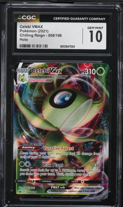 2021 Pokemon Sword & Shield Chilling Reign Holo Celebi VMAX #8 CGC 10 GEM MINT