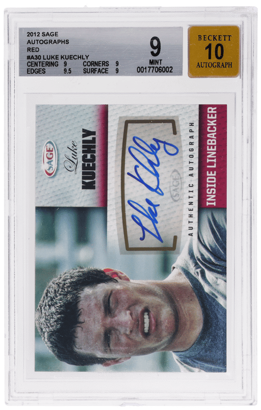 2012 Sage Autograph Red Luke Kuechly #A30 BGS 9