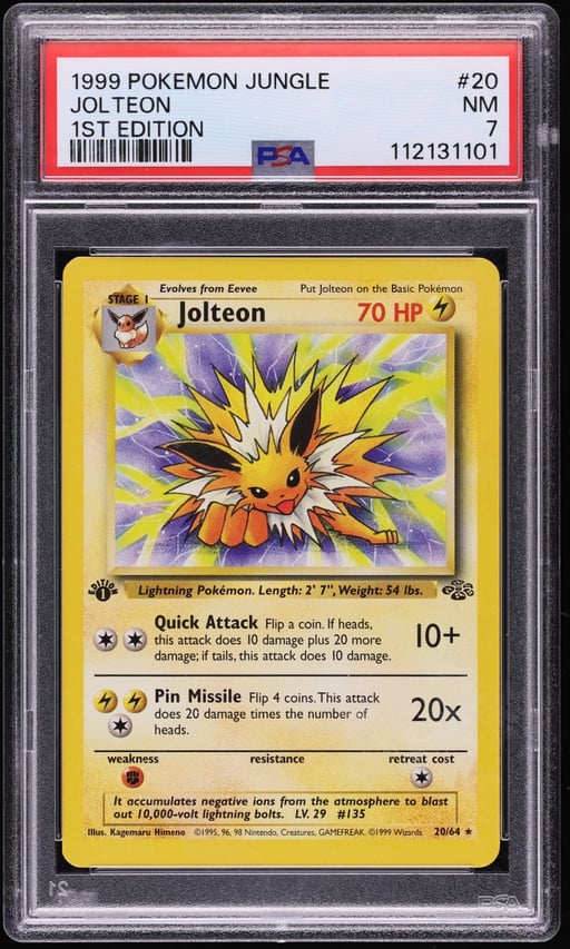 1999 Pokemon Jungle 1st Edition Jolteon #20 PSA 7 NRMT