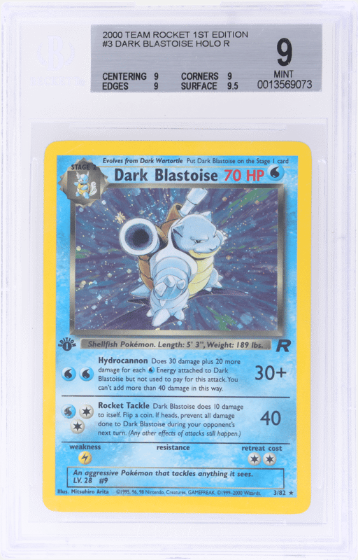 2000 Pokemon Team Rocket 1st Edition Holo Dark Blastoise #3 BGS 9
