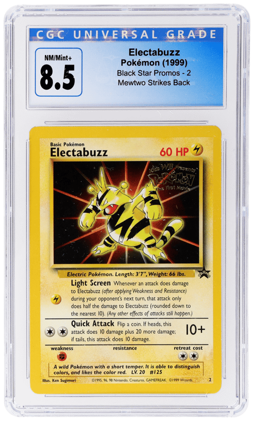 1999 Pokemon Wizards of the Coast Black Star Promo Mewtwo Strikes Back Electabuzz #2 CGC 8.5
